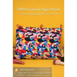 ZIPIT Colorful Geometric Pouch Zipper Case Cosmetic Pencil Bag Travel Organizer